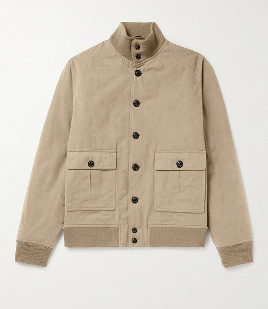Herren elegante Wildlederjacke mit praktischem Kragen und aufgesetzten Taschen R&B