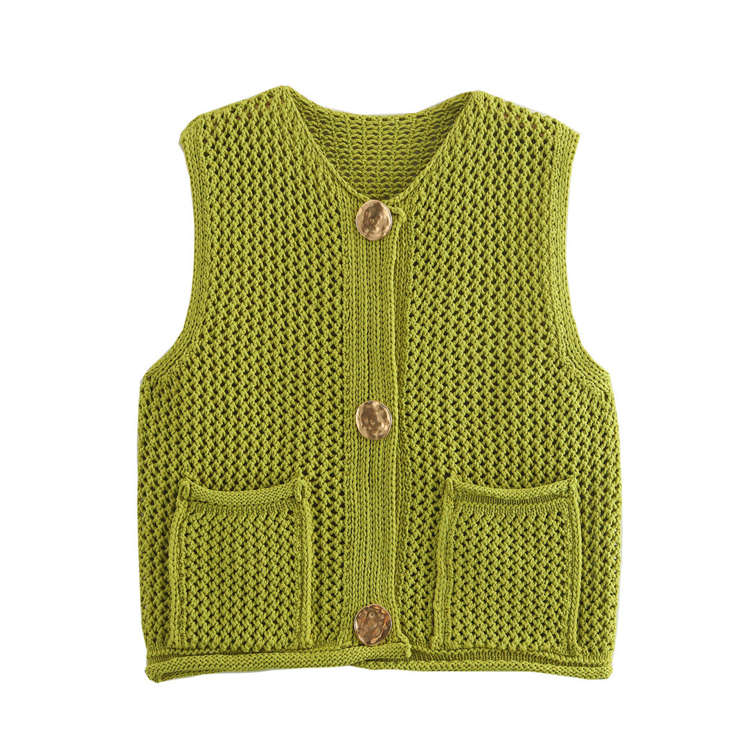 Damen Strickweste mit Knopfdetails und praktischen Taschen R&B