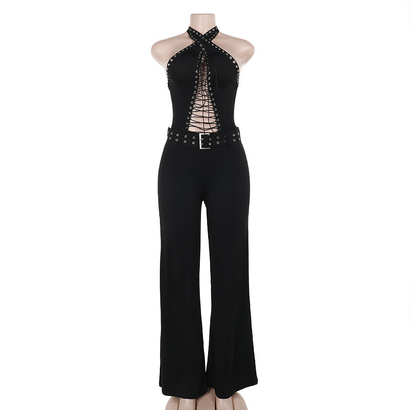 Damen Figurbetonter Jumpsuit mit raffiniertem Schnürdesign R&B