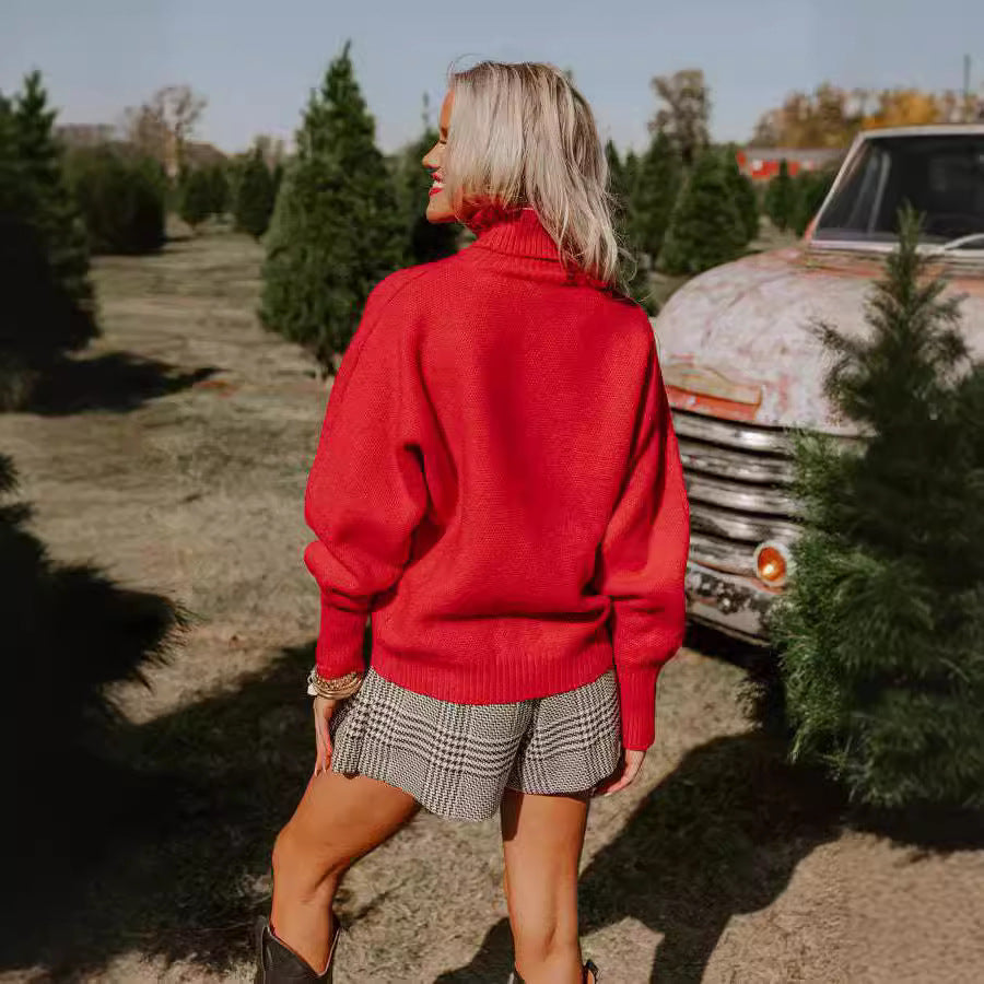 Damen Rollkragenpullover mit lustigem Weihnachtsmotiv R&B