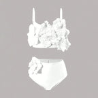 Damen Bikini-Set mit floralem Oberteil und hoch geschnittenem Höschen R&B