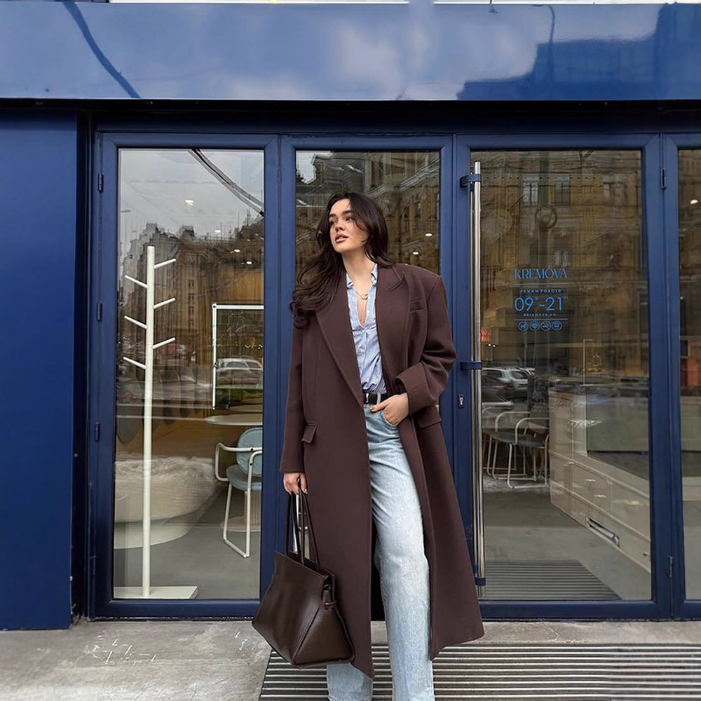 Damen Übergröße langes Blazer mit Taschen und klassischem Schnitt R&B