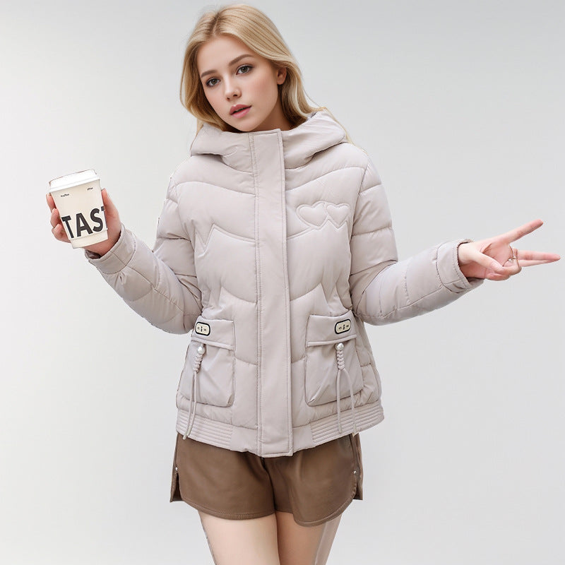 Damen gesteppte Winterjacke mit verstellbarem Kapuzenkragen und funktionalen Seitentaschen R&B
