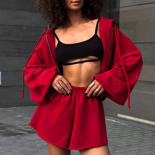 Damen lässiges Sweatset mit überschüssigem Stoff und hohem Kragen R&B