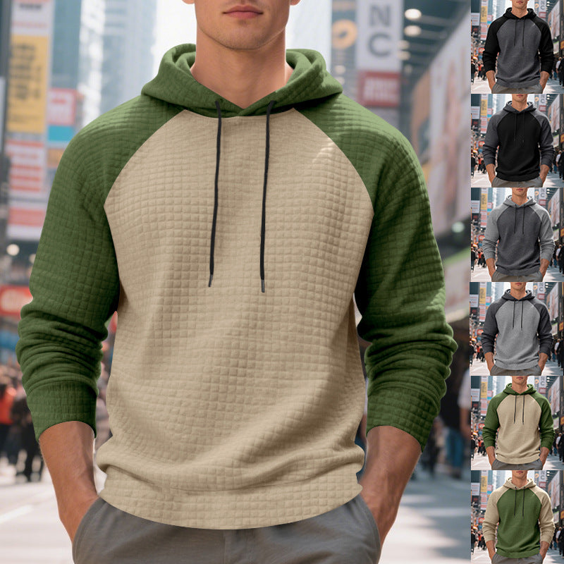 Herren nan gesteppter Kapuzenpullover mit Raglanärmeln und Kordelzug R&B
