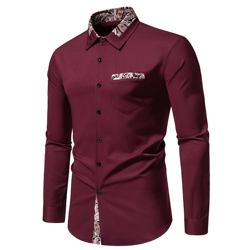 Herren Langarmhemd mit eleganten Paisley-Mustern R&B