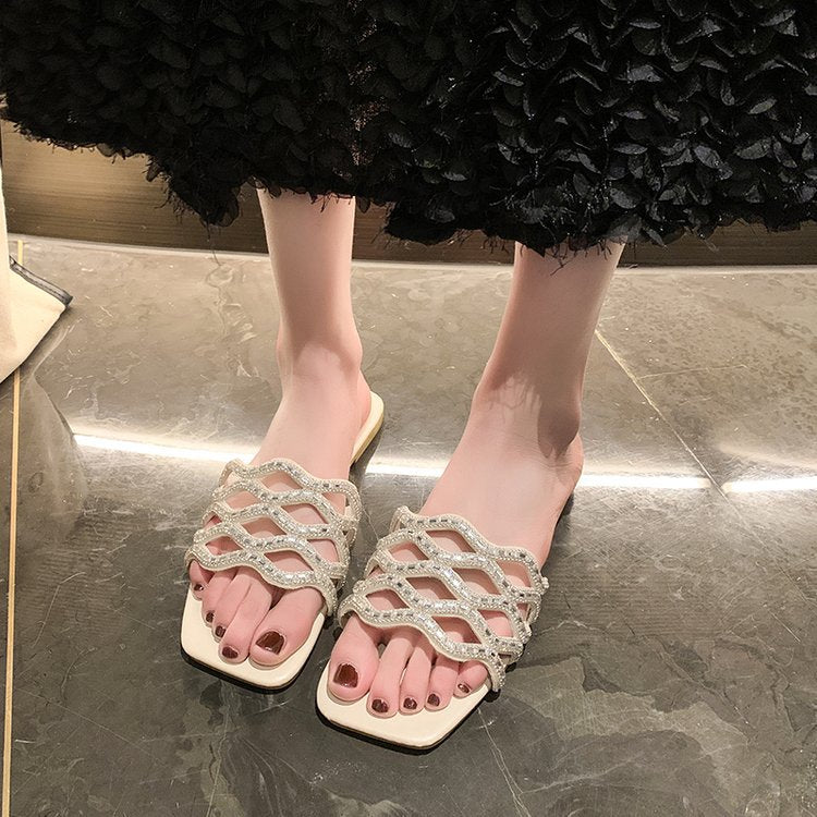 Damen Glamouröse Sandalen mit geschwungenem Rhinestone-Akzent R&B