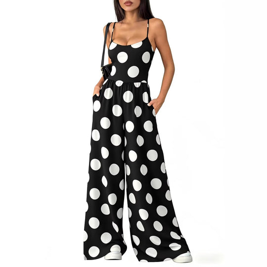 Damen Eleganter Jumpsuit mit geometrischem Print und breiten Beinen R&B