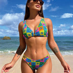 Damen Triangel-Bikini mit auffälligem grafischen Design R&B