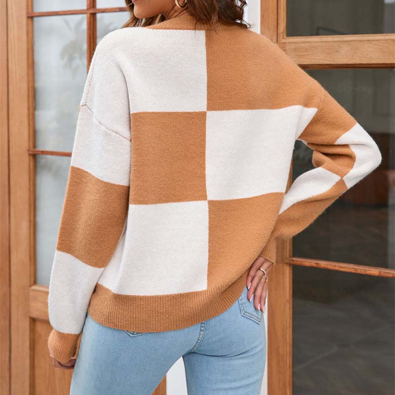 R&B | Karierter Strickpullover