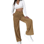 Damen Weite Cordhose mit hohem Bund und seitlichen Taschen R&B