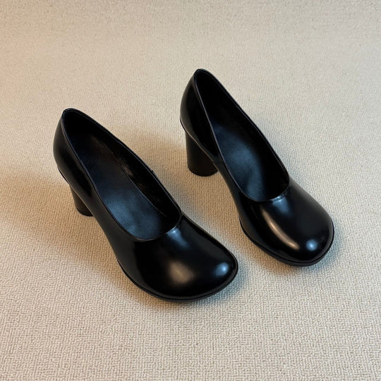 Damen elegante Pumps mit glänzender Lack-Oberfläche und komfortablem Blockabsatz R&B