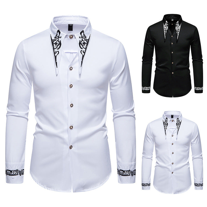 Herren modisches Hemd mit kreativem Kragen-Design R&B