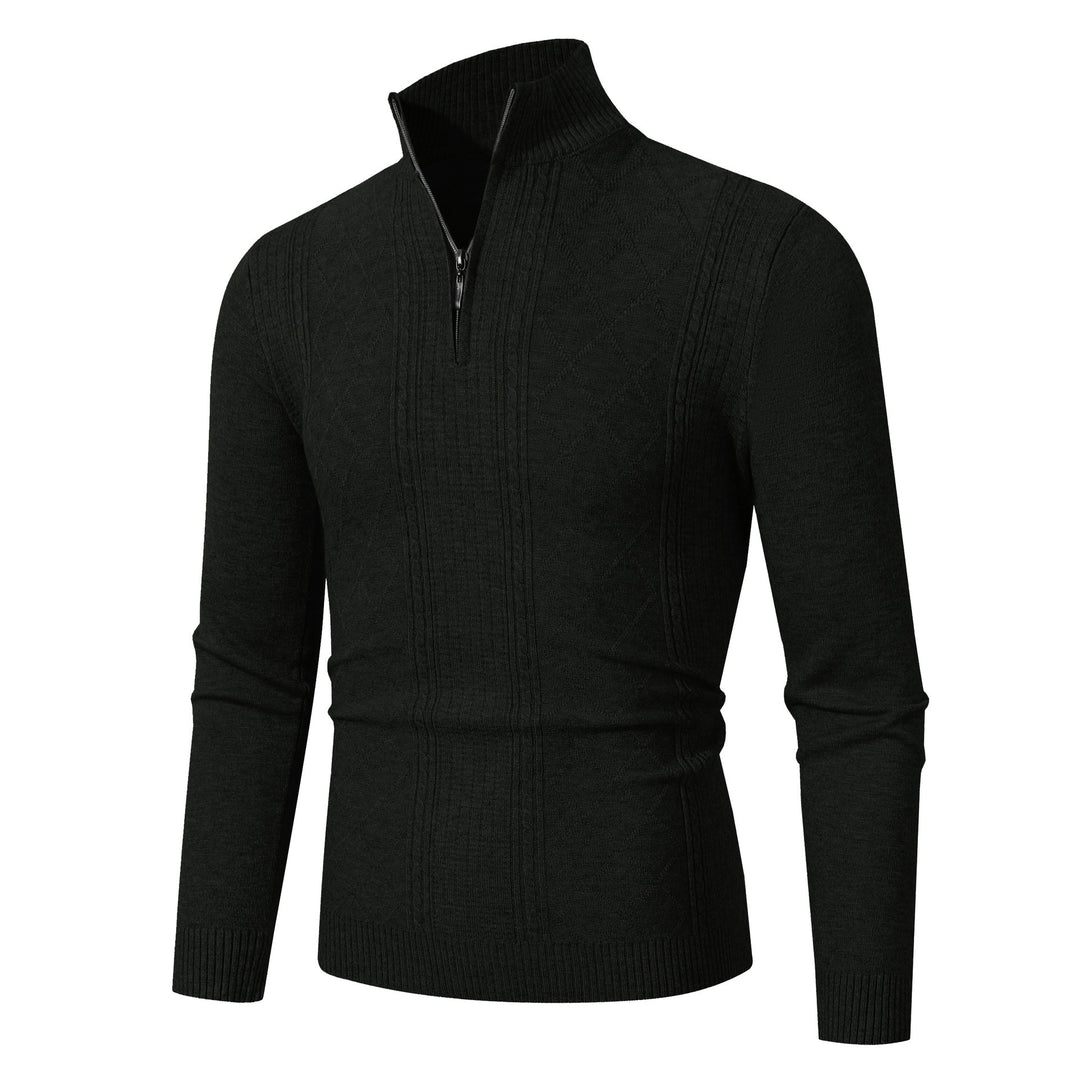 Herren Strickpullover mit hochabschließendem Reißverschluss und modernem Zopfmuster R&B