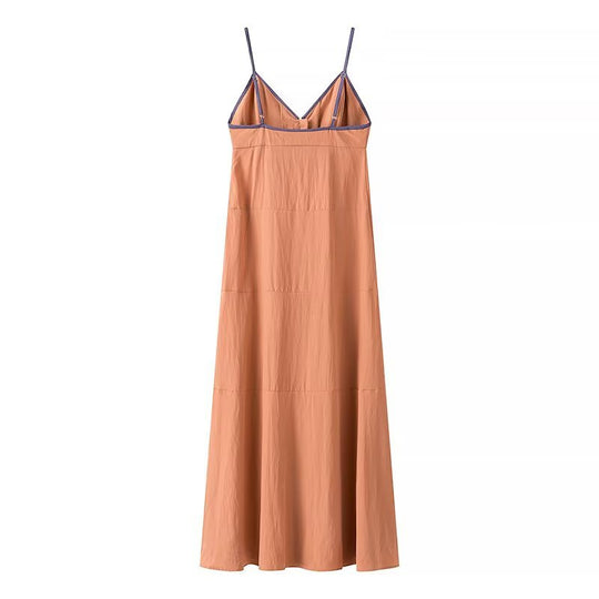 Damen Maxi-Kleid mit feinen Knopfdetails und zartem V-Ausschnitt R&B