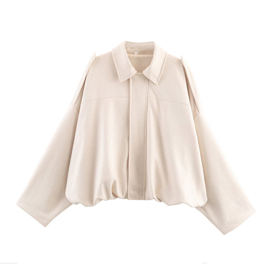 Damen lässige cropped Blousonjacke mit modernem Stehkragen und eleganten Schulterdetails R&B