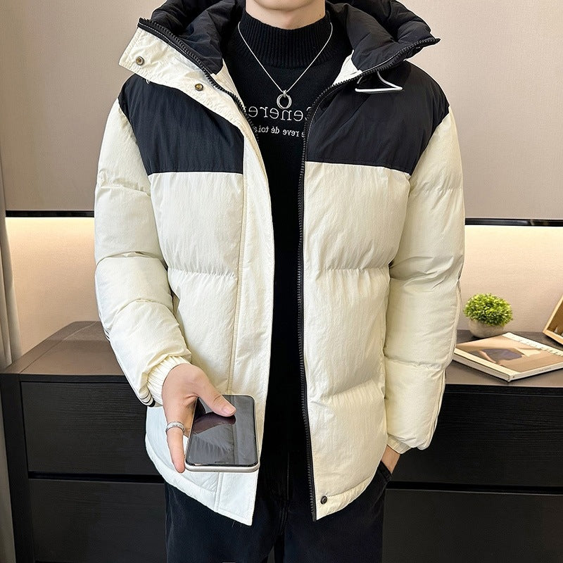 Herren modische und warme Steppjacke mit verstellbarer Kapuze R&B