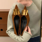 Damen elegante Slingback Pumps mit goldener Schnallenverzierung