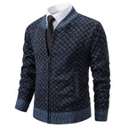Herren modische Strickjacke mit modernem Zopfmuster und Reißverschluss