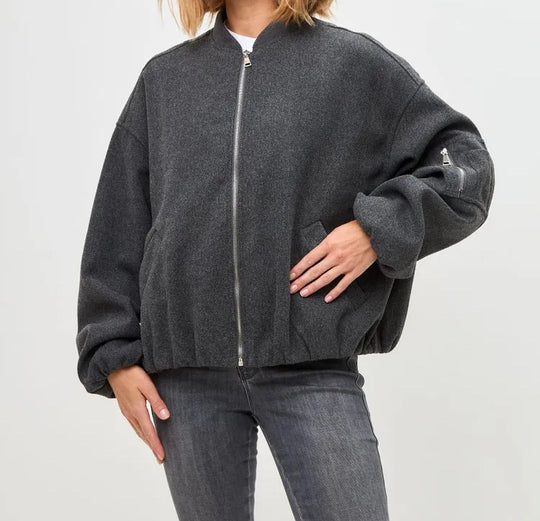 Damen Modernes Oversize-Fleecejacke mit hochgeschlossenem Kragen und seitlichen Eingrifftaschen R&B