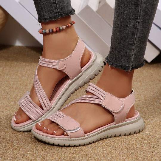 Damen Bequeme Sport-Sandalen mit elastischen Riemen und rutschfester Laufsohle R&B