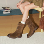 Damen modische Ankle Boots mit dekorativen Riemen und robustem Sohlenprofil R&B