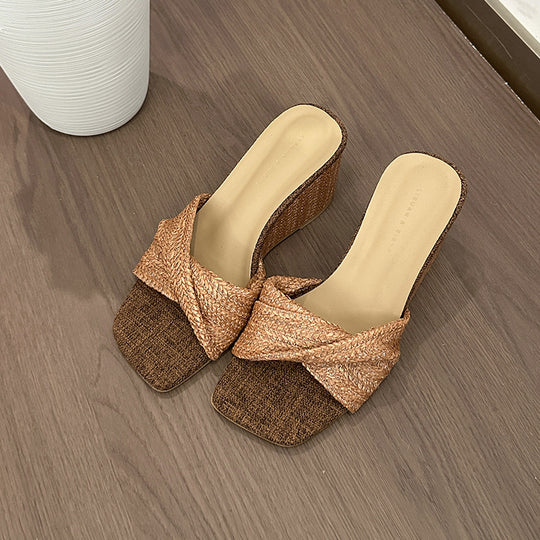 Damen Komfortable Wedge-Pantoletten mit geflochtenem Design R&B