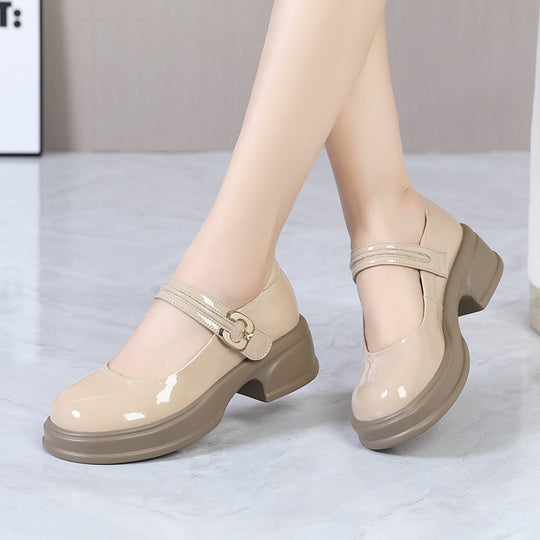 Damen Mary Jane Schuhe mit modischem Schnallenakzent und komfortablem Blockabsatz R&B