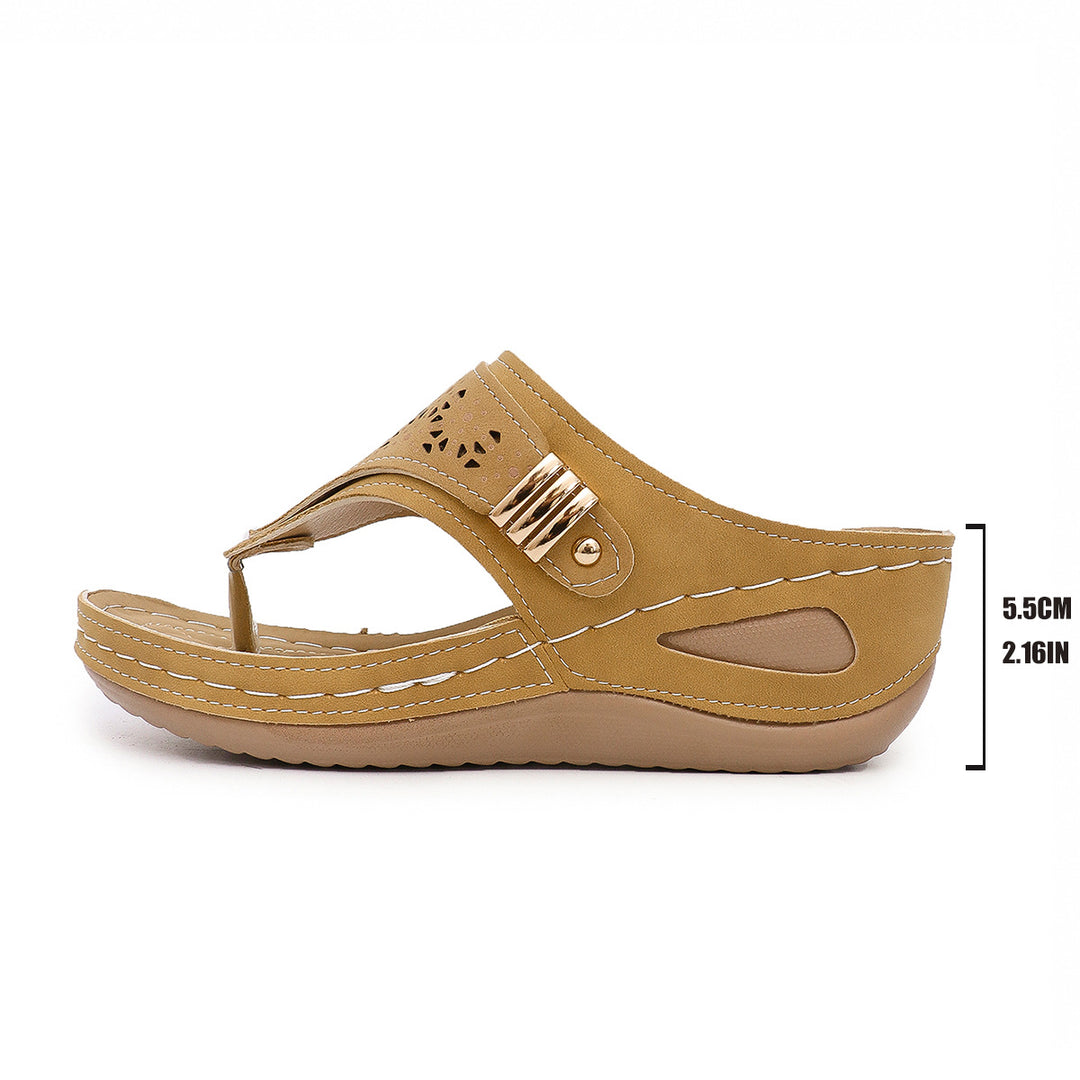 Damen Komfortable Zehentrenner-Sandalen mit modischem Verzierungsdetail R&B