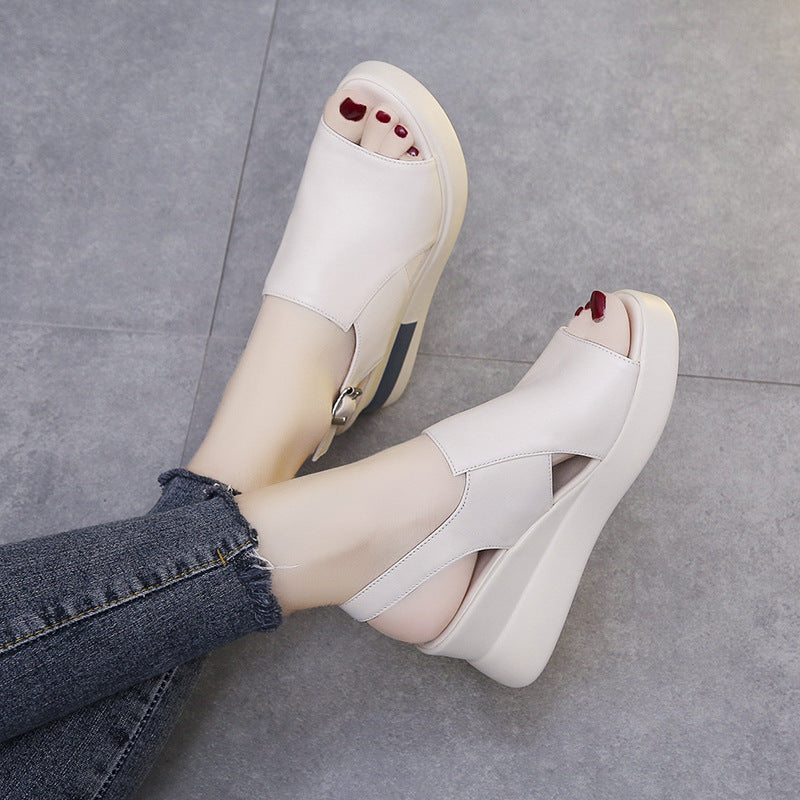 Damen Komfortable Keil-Sandalen mit stylishen Riemen R&B