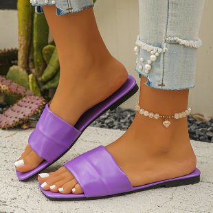 Damen Flauschige Open-Toe Pantoletten R&B