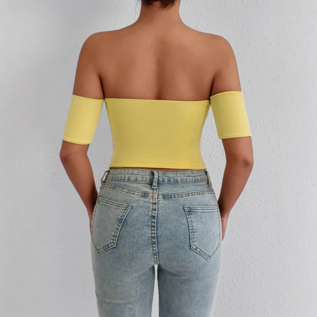 Damen Off-Shoulder Bluse aus elastischem Material mit figurformendem Schnitt R&B