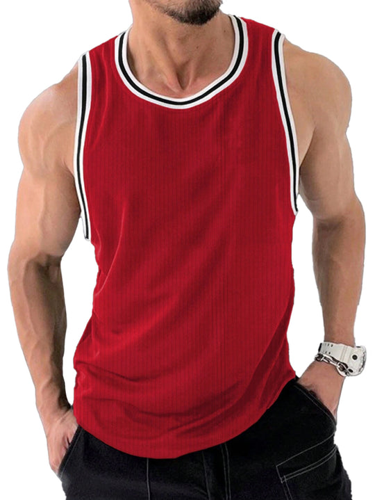 Herren Sportliches ärmelloses Tanktop mit atmungsaktivem Material und modernem Rippendesign R&B