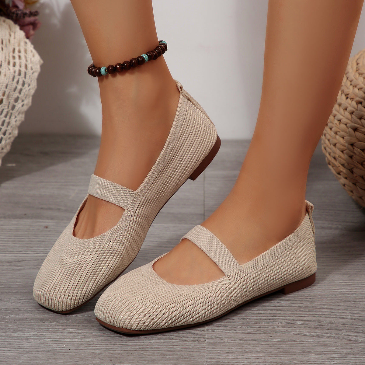 Damen Ballerinas mit elastischem Strickdesign R&B