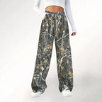 Damen Camouflage Palazzo-Hose mit elastischem Bund und komfortablem Schnitt R&B
