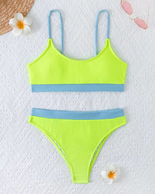 Damen Bikini-Set mit raffinierten Rippdetails und hoher Taillierung R&B