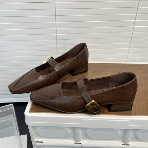 Damen elegante Ballerinas mit modischem Riemen und geschmackvoller Schnalle R&B