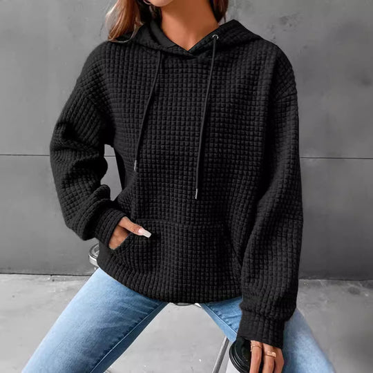 Damen stylischer Hoodie mit strukturiertem Material und Kängurutasche R&B