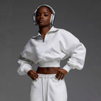 Damen lässiges und oversized Sweatset mit Reißverschluss