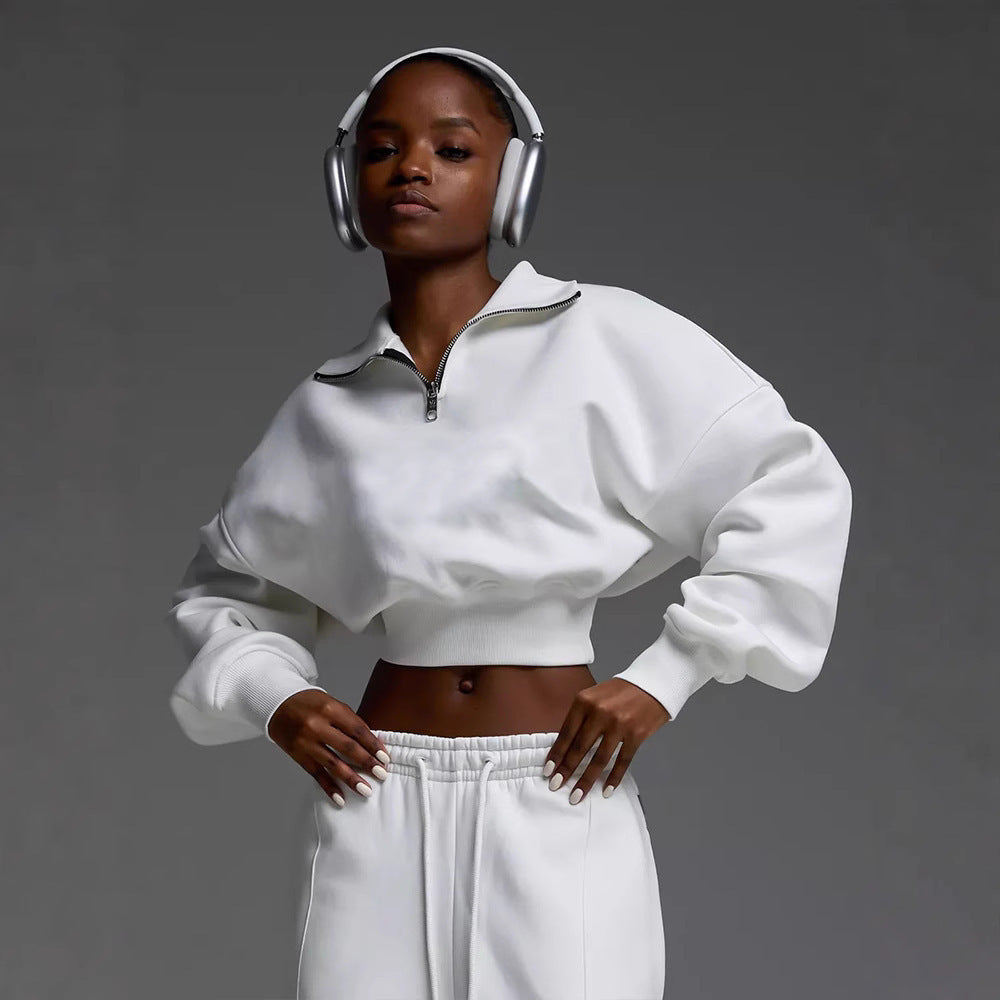 Damen lässiges und oversized Sweatset mit Reißverschluss