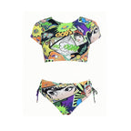 Damen Crop-Top Bikini mit floralem Design R&B