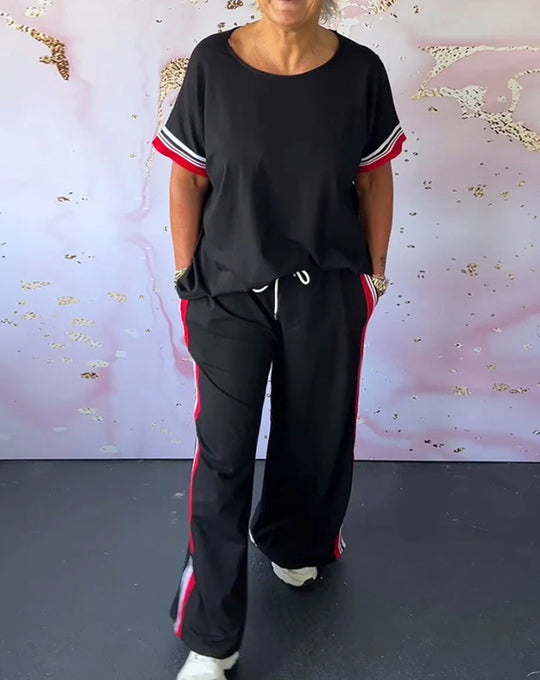 Damen Sportliches Lounge-Set mit Streifen Heidi-Mode
