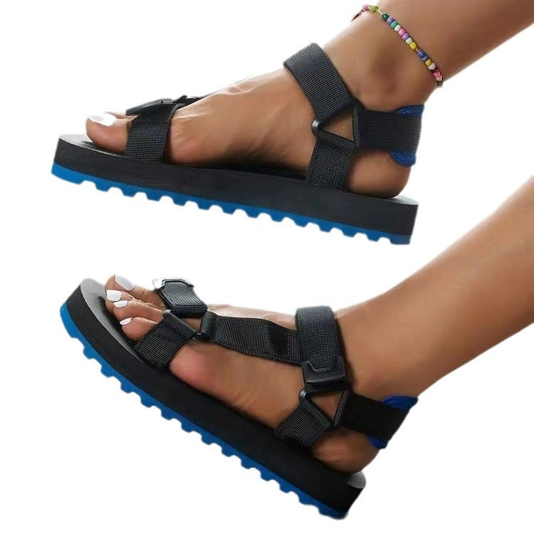 Damen modische strapazierfähige Sandalen mit verstellbaren Riemen und rutschfester Sohle R&B