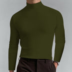 Herren Elegantes Langarm-T-Shirt mit hohem Kragen R&B