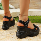 Damen Komfortable und modische Sandalen mit verstellbaren Riemen und hoher Plattform R&B