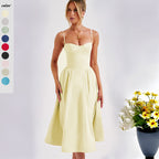 Damen Midikleid mit elegantem Bustier-Oberteil und fließendem Rock R&B