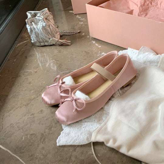 Damen Ballerina-Schuhe mit glamourösem Schleifendetail und flexiblem Riemendesign R&B