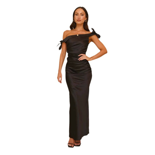 Damen Abendkleid mit schulterfreiem Design und Rüschendetail R&B