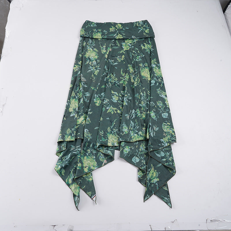 Damen asymmetrischer Wickelrock mit floralem Design und elastischem Bund R&B
