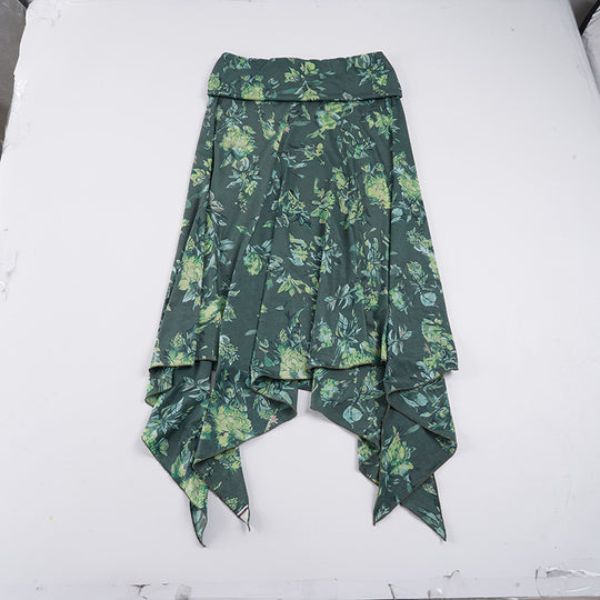Damen asymmetrischer Wickelrock mit floralem Design und elastischem Bund R&B